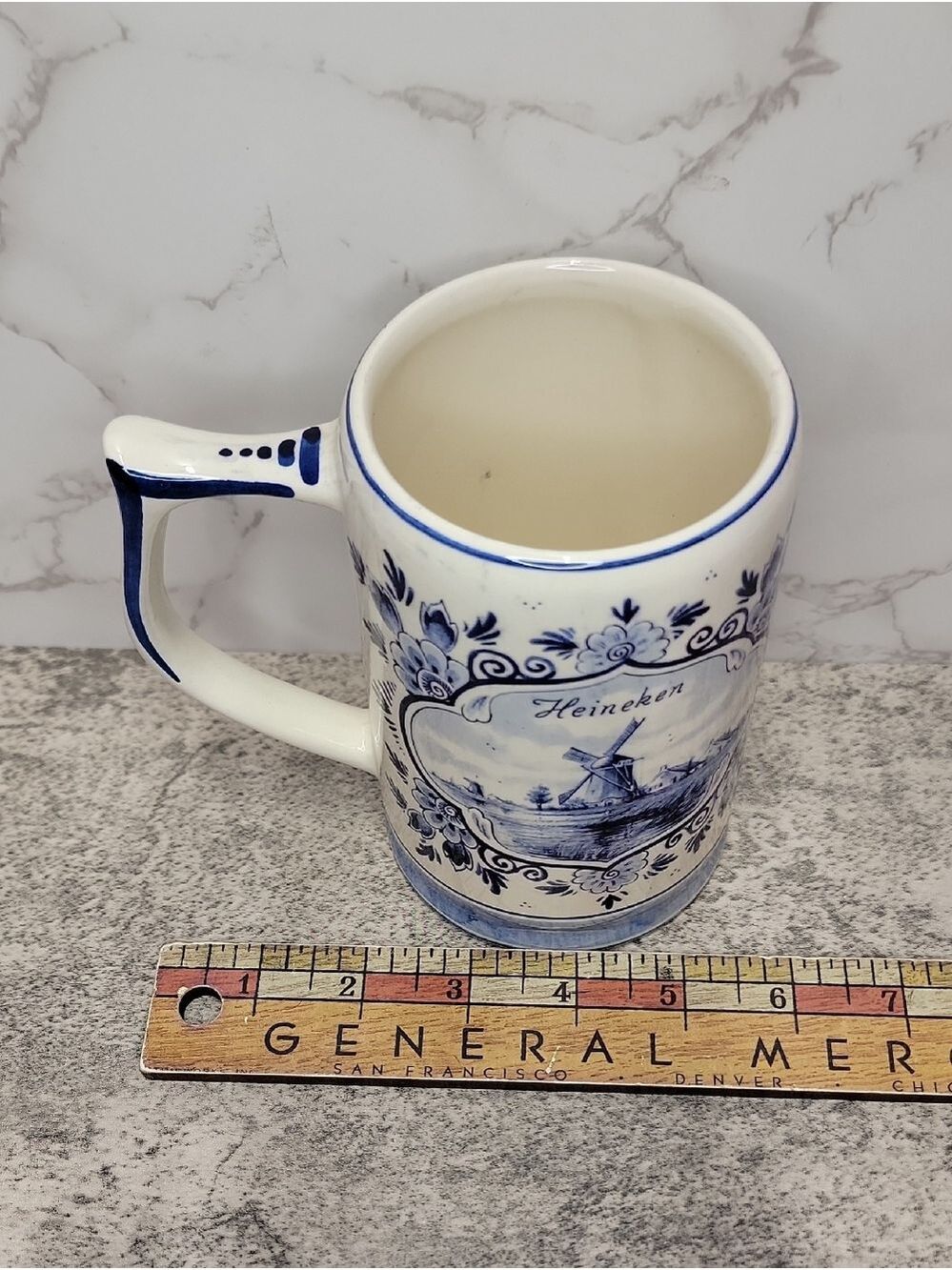 Vintage Heineken Blue Delft Ceramic Beer Stein Mug from Holland - Picture 11 of 11